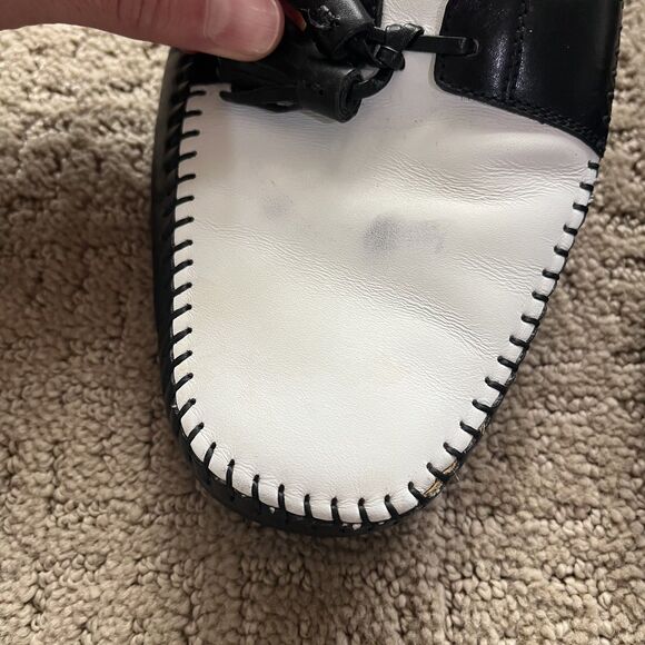 Magnanni Men Sz 10.5 Black & White Spectator Loafers Tassel Whipstitch Spain